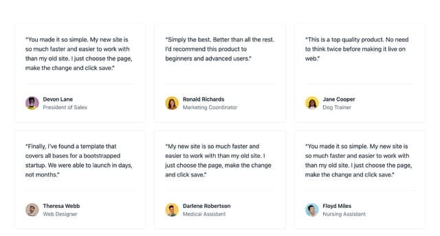 Free 6 Tailwind v4 Testimonial